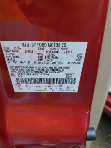 Photo 10 from auction – 2006 FORD ESCAPE LIM with VIN 1FMYU94196KD17850