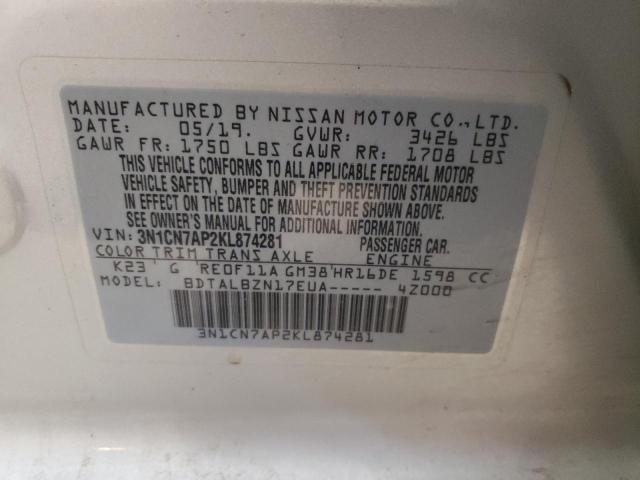 Photo 10 from auction – 2019 NISSAN VERSA S with VIN 3N1CN7AP2KL874281