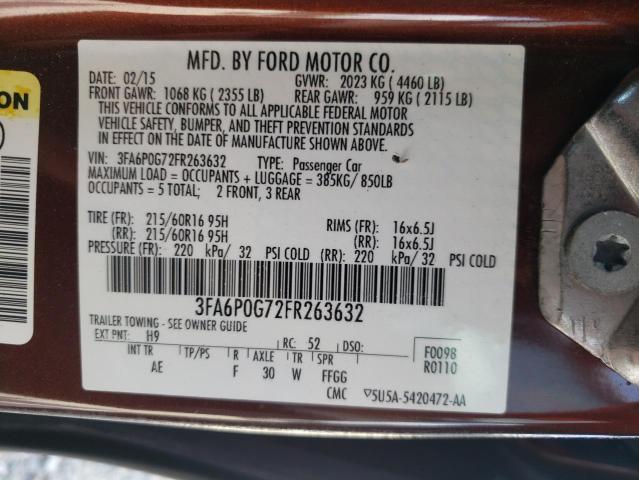 Photo 10 from auction – 2015 FORD FUSION S with VIN 3FA6P0G72FR263632