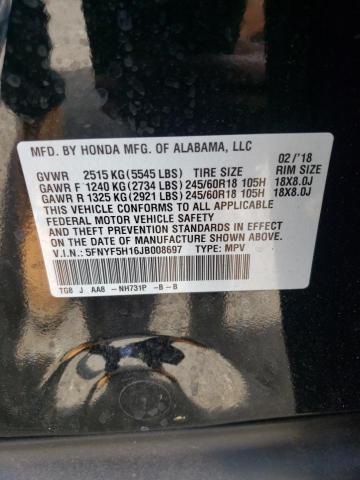 Photo 10 from auction – 2018 HONDA PILOT LX with VIN 5FNYF5H16JB008697
