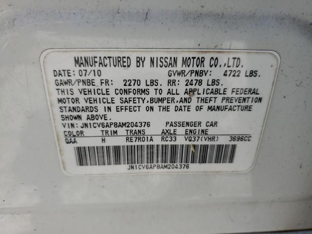 Photo 10 from auction – 2010 INFINITI G37 BASE with VIN JN1CV6AP8AM204376