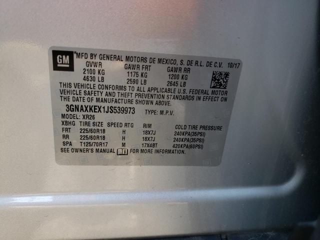 Photo 10 from auction – 2018 CHEVROLET EQUINOX LT with VIN 3GNAXKEX1JS539973