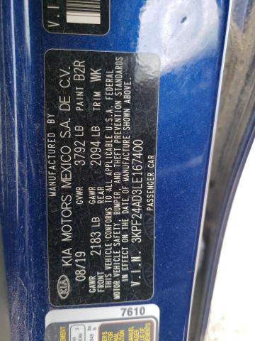 Photo 10 from auction – 2020 KIA FORTE FE with VIN 3KPF24AD3LE167400