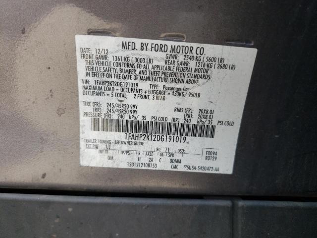 Photo 10 from auction – 2013 FORD TAURUS SHO with VIN 1FAHP2KT2DG191019