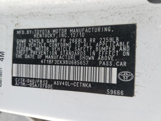 Фото 10 с аукциона – 2011 TOYOTA CAMRY BASE с VIN 4T1BF3EK9BU685657
