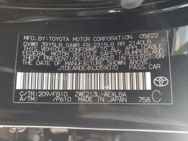Photo 10 from auction – 2022 TOYOTA COROLLA LE with VIN JTDEAMDE4NJ059070