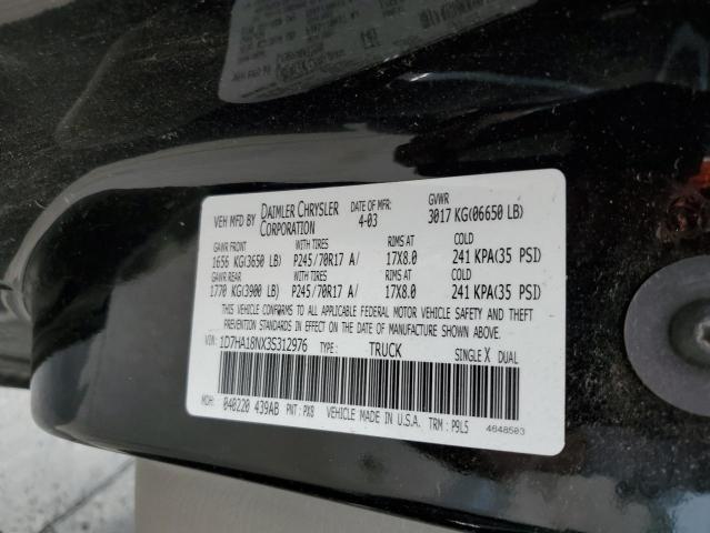 Photo 10 from auction – 2003 DODGE RAM 1500 S with VIN 1D7HA18NX3S312976