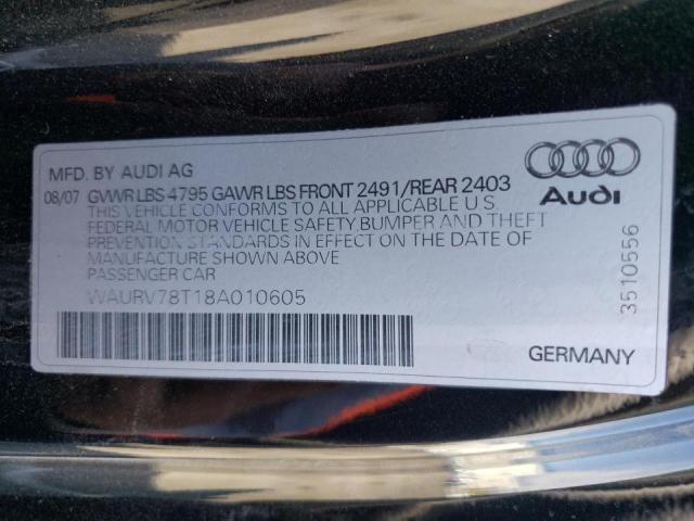 Photo 10 from auction – 2008 AUDI S5 QUATTRO with VIN WAURV78T18A010605