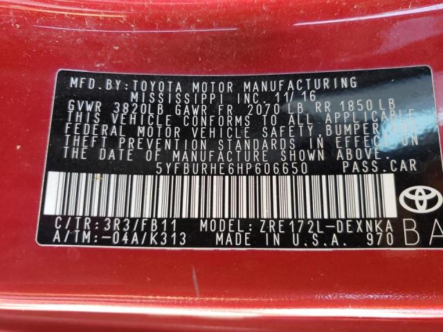 Photo 10 from auction – 2017 TOYOTA COROLLA L with VIN 5YFBURHE6HP606650