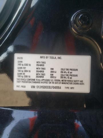 Photo 10 from auction – 2020 TESLA MODEL Y with VIN 5YJYGDEE0LF048954