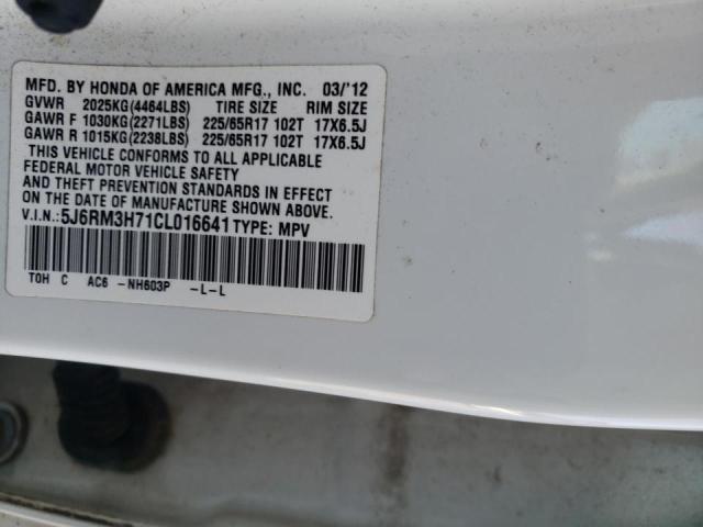 Photo 10 from auction – 2012 HONDA CR-V EXL with VIN 5J6RM3H71CL016641