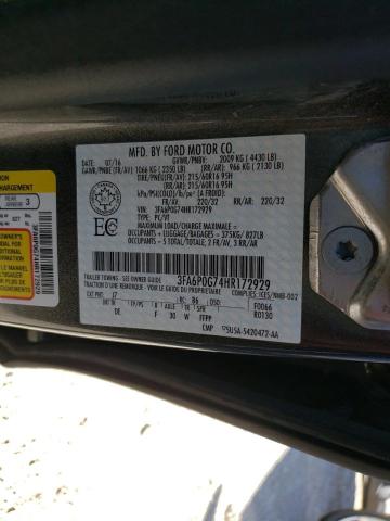 Photo 10 from auction – 2017 FORD FUSION S with VIN 3FA6P0G74HR172929