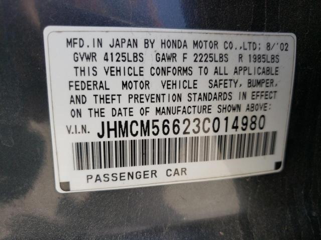 Photo 10 from auction – 2003 HONDA ACCORD EX with VIN JHMCM56623C014980