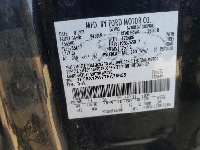 Photo 10 from auction – 2007 FORD F150 with VIN 1FTRX12W77FA76655