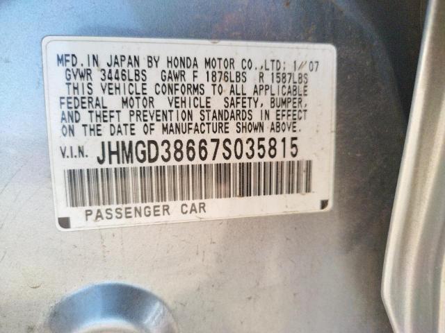Photo 10 from auction – 2007 HONDA FIT S with VIN JHMGD38667S035815