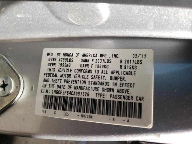 Photo 10 from auction – 2012 HONDA ACCORD SE with VIN 1HGCP2F64CA097526