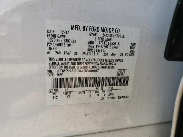 Photo 10 from auction – 2018 FORD EDGE SE with VIN 2FMPK3G9XJBB40907