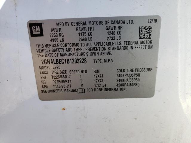 Photo 10 from auction – 2011 CHEVROLET EQUINOX LS with VIN 2GNALBEC1B1203228