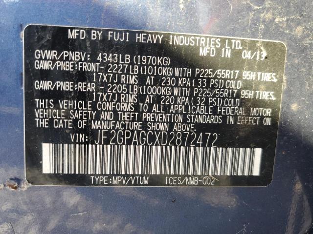 Photo 10 from auction – 2013 SUBARU XV CROSSTR with VIN JF2GPAGCXD2872472