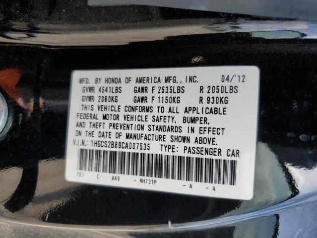 Photo 10 from auction – 2012 HONDA ACCORD EXL with VIN 1HGCS2B89CA007535