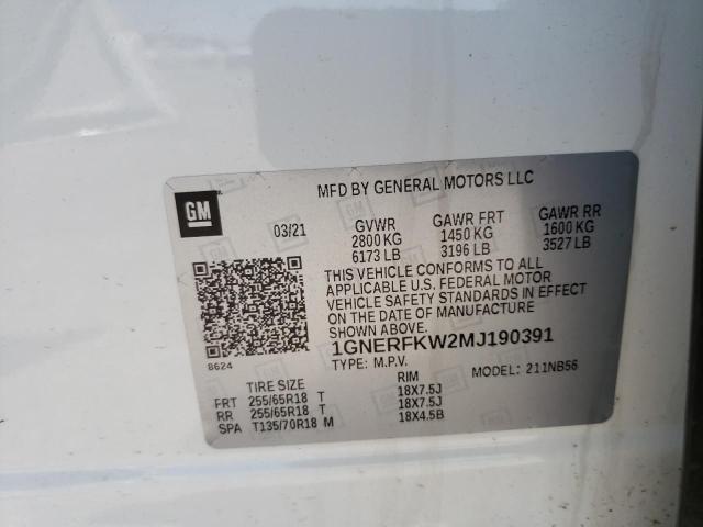Photo 10 from auction – 2021 CHEVROLET TRAVERSE L with VIN 1GNERFKW2MJ190391