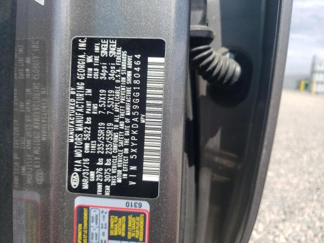 Photo 10 from auction – 2016 KIA SORENTO SX with VIN 5XYPKDA59GG180464