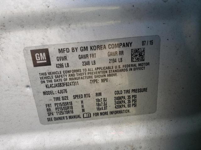 Photo 10 from auction – 2015 BUICK ENCORE with VIN KL4CJASB3FB247311
