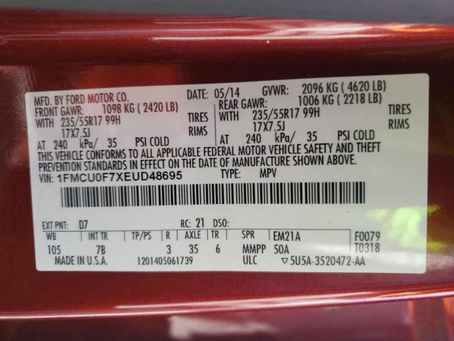 Photo 10 from auction – 2014 FORD ESCAPE S with VIN 1FMCU0F7XEUD48695