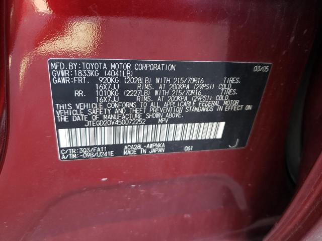 Photo 10 from auction – 2005 TOYOTA RAV4 with VIN JTEGD20V450072252