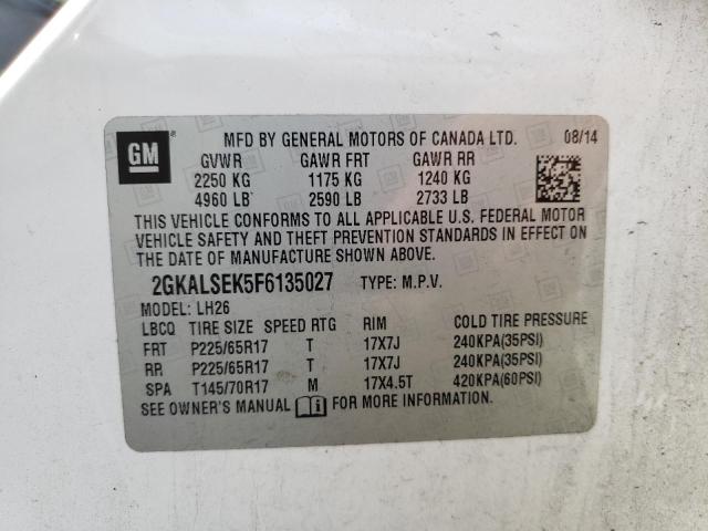 Photo 10 from auction – 2015 GMC TERRAIN SL with VIN 2GKALSEK5F6135027