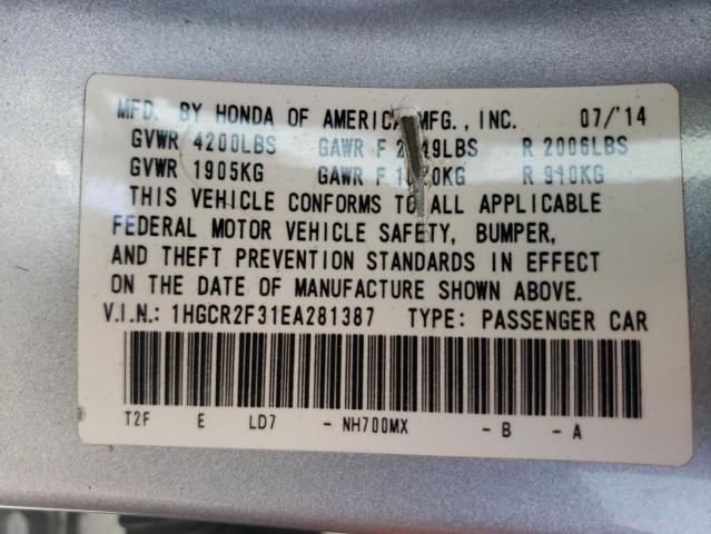 Photo 10 from auction – 2014 HONDA ACCORD LX with VIN 1HGCR2F31EA281387