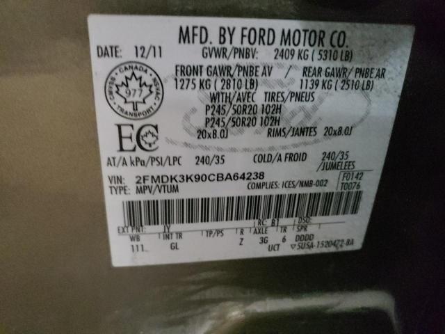 Photo 10 from auction – 2012 FORD EDGE LIMIT with VIN 2FMDK3K90CBA64238