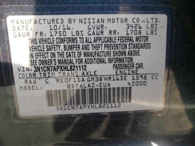 Photo 10 from auction – 2017 NISSAN VERSA S with VIN 3N1CN7APXHL821112