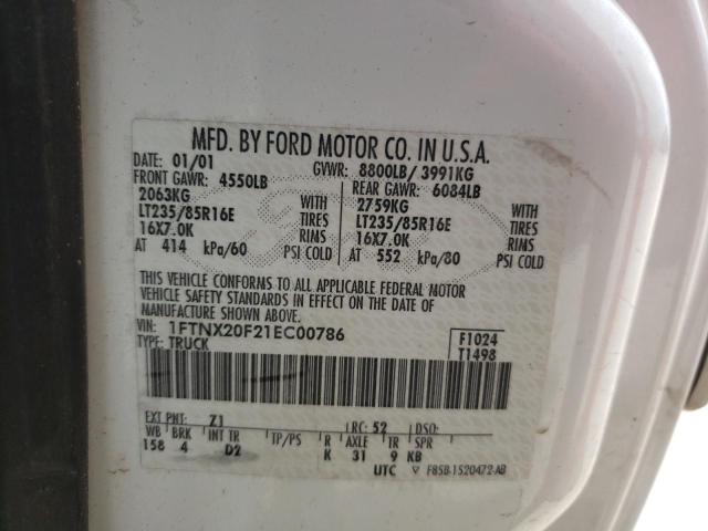 Photo 10 from auction – 2001 FORD F250 SUPER with VIN 1FTNX20F21EC00786