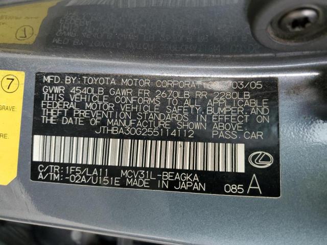 Photo 10 from auction – 2005 LEXUS ES 330 with VIN JTHBA30G255114112