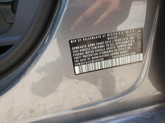 Photo 10 from auction – 2012 VOLKSWAGEN JETTA BASE with VIN 3VW2K7AJ2CM358766