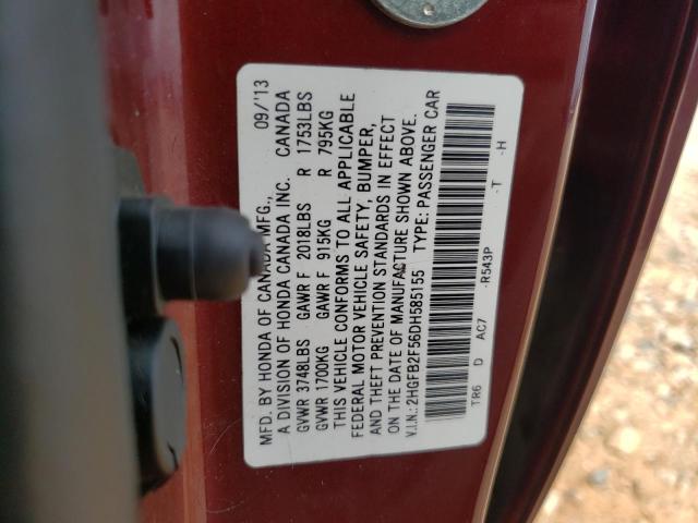 Photo 10 from auction – 2013 HONDA CIVIC LX with VIN 2HGFB2F56DH585155
