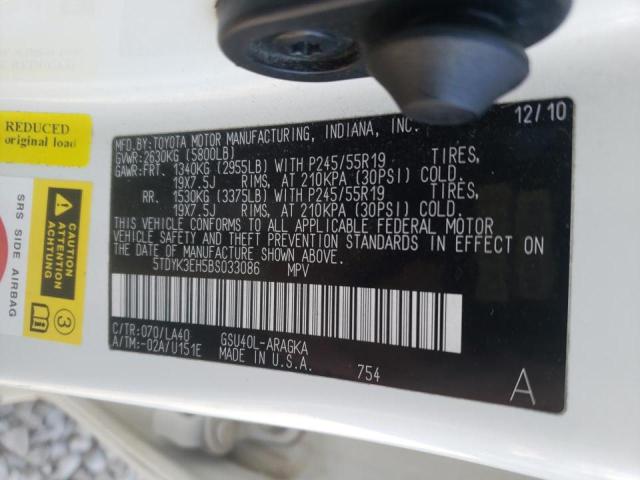 Photo 10 from auction – 2011 TOYOTA HIGHLANDER with VIN 5TDYK3EH5BS033086