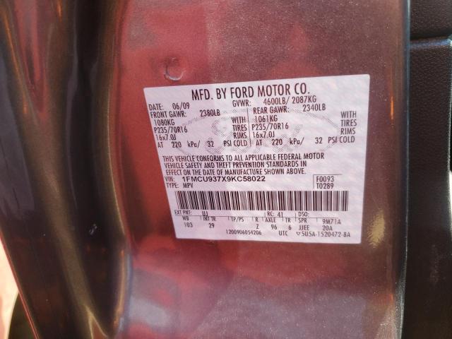 Photo 10 from auction – 2009 FORD ESCAPE XLT with VIN 1FMCU937X9KC58022