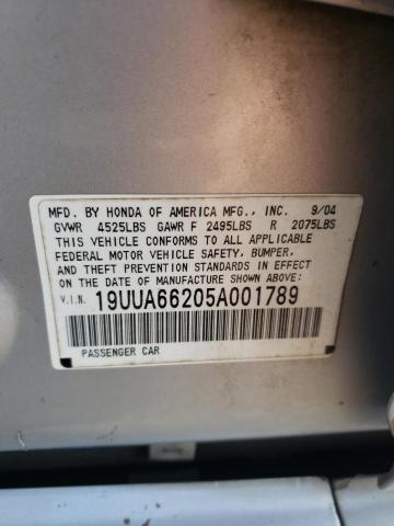 Photo 10 from auction – 2005 ACURA TL with VIN 19UUA66205A001789
