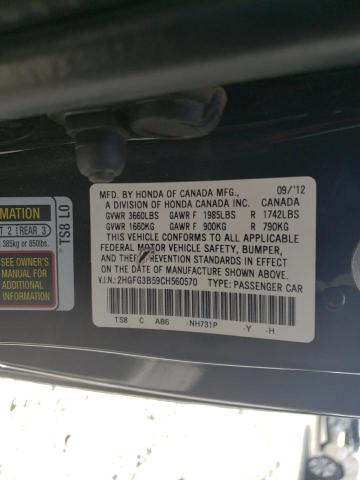 Photo 10 from auction – 2012 HONDA CIVIC LX with VIN 2HGFG3B59CH560570