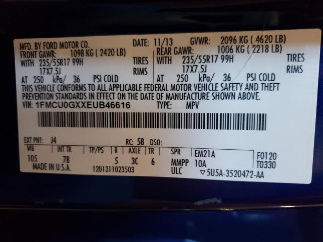 Photo 10 from auction – 2014 FORD ESCAPE SE with VIN 1FMCU0GXXEUB46616