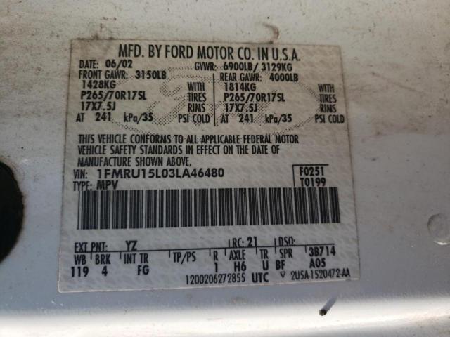 Photo 10 from auction – 2003 FORD EXPEDITION with VIN 1FMRU15L03LA46480