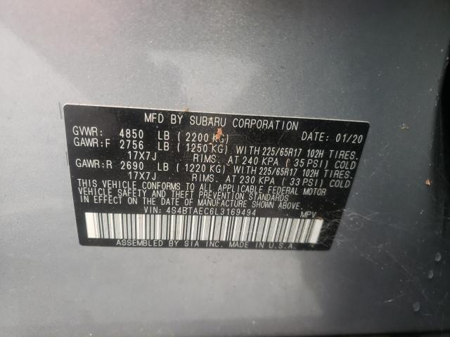 Zdjęcie 10 z aukcji – 2020 SUBARU OUTBACK PR z VIN 4S4BTAEC6L3169494