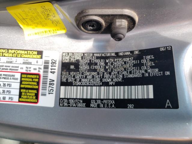 Photo 10 from auction – 2012 TOYOTA SIENNA LE with VIN 5TDKK3DC9CS270354