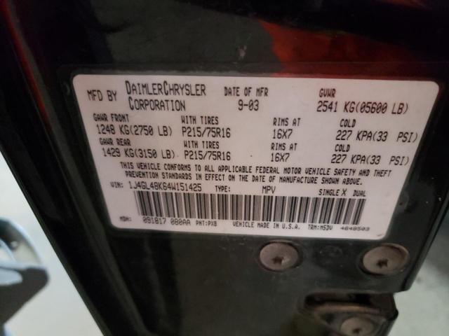 Photo 10 from auction – 2004 JEEP LIBERTY SP with VIN 1J4GL48K64W151425