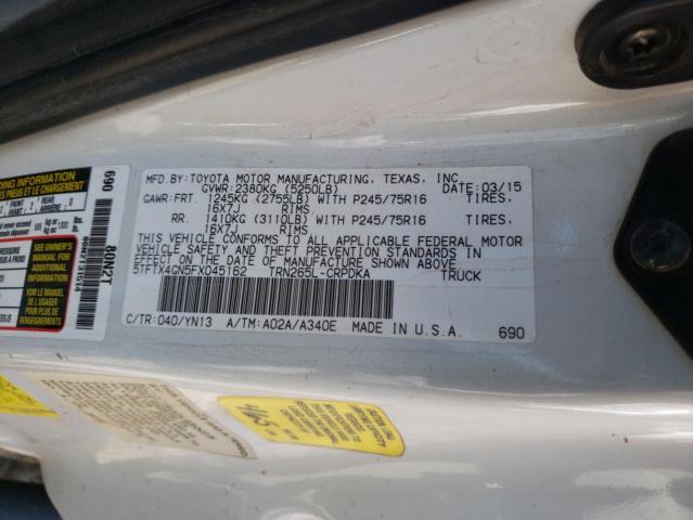 Photo 10 from auction – 2015 TOYOTA TACOMA PRE with VIN 5TFTX4GN5FX045162
