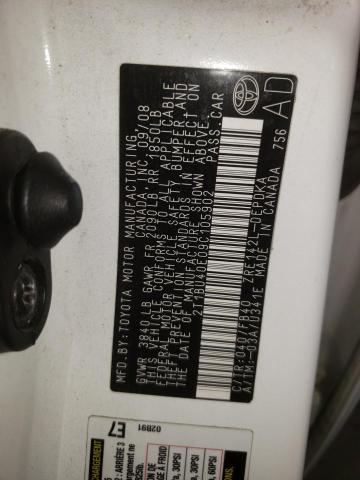 Zdjęcie 10 z aukcji – 2009 TOYOTA COROLLA BA z VIN 2T1BU40E09C105902