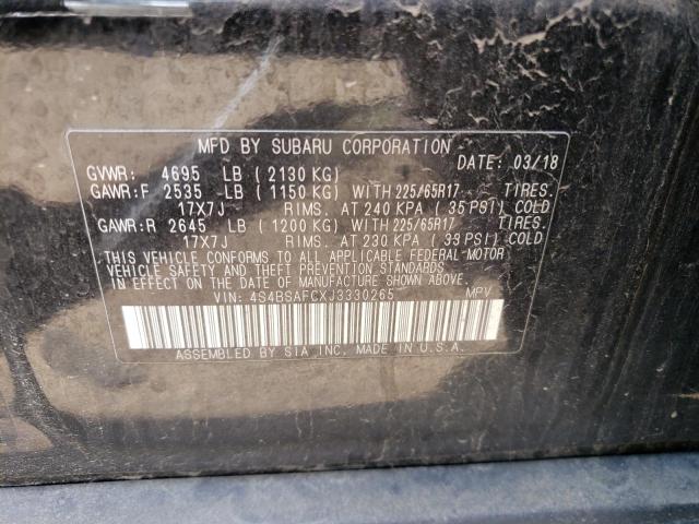 Photo 10 from auction – 2018 SUBARU OUTBACK 2. with VIN 4S4BSAFCXJ3330265