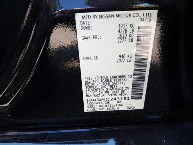 Photo 10 from auction – 2018 NISSAN ALTIMA 2.5 with VIN 1N4AL3AP6JC243181
